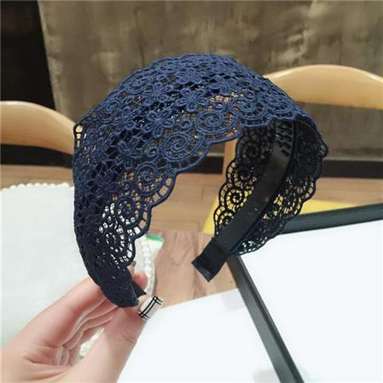

Anti-Slip Wide Lace Headband with Teeth - Korean Style темно-синий