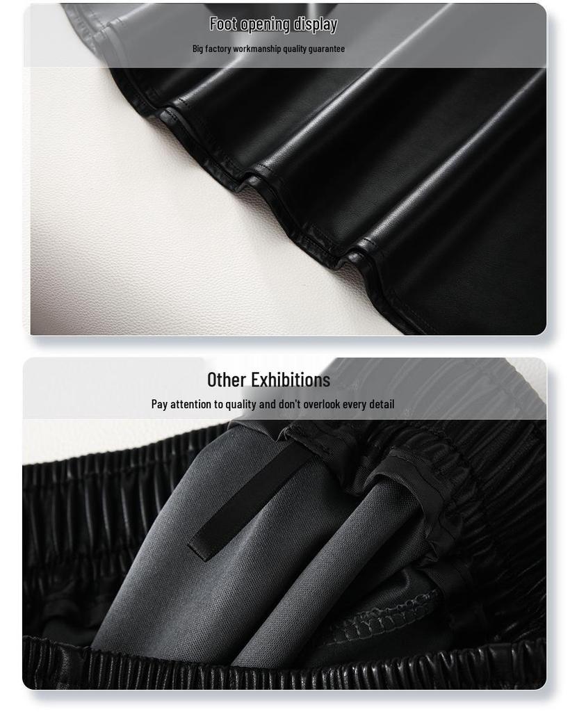 Coffee PU Leather Elastic Waist A-Line Pleated Midi Skirt - Women's 2024 Spring/Autumn Style