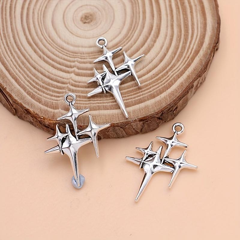 DIY Antik Silber Pentagramm Anhänger Schlüsselanhänger Halskette Armband Ohrring Anhänger Zubehör Legierung Schmuck