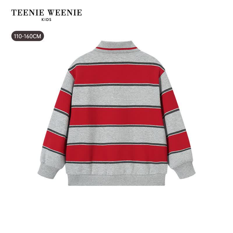 Teenie Weenie Kids Boys' Fleece-Lined Striped Polo Sweatshirt