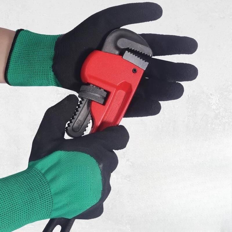 Green Black Wear-resistant Anti Slip Breathable Labor Protection Gloves Construction Site Handling Maintenance Protective Gloves