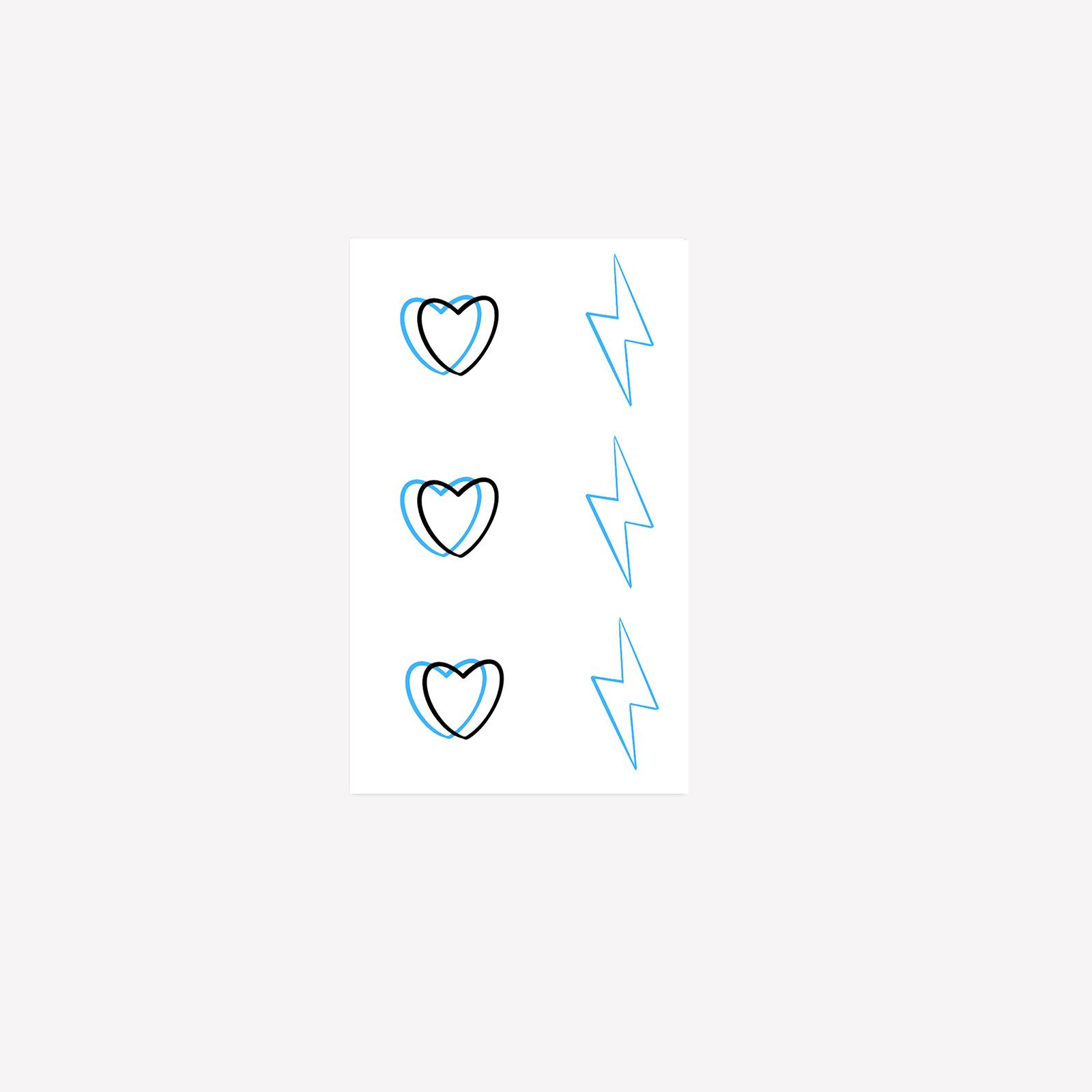 

Simple Lines Love Lightning Tattoo Sticker Color Contrast Design Waterproof And Sweatproof Non-Reflective 11*18