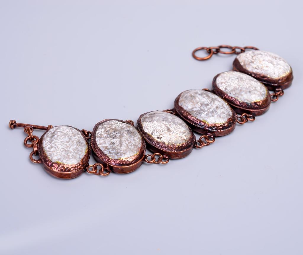 Fossil Coral Stone Electroformed Statement Unique New Bracelet Jewelry Copper V-76