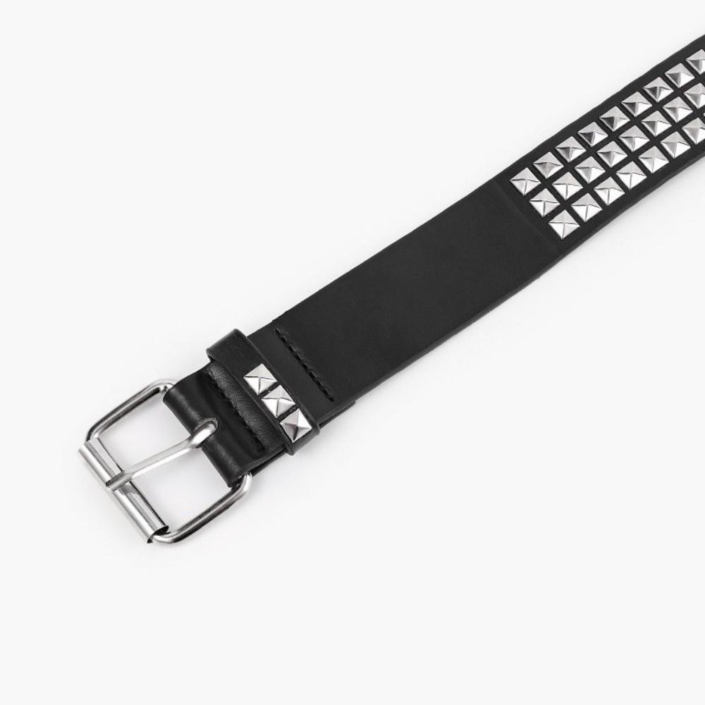 PU Leather Punk Rivet Belt Vintage Y2K Pyramid Belt Trend Metal Gothic Waistband  Rock