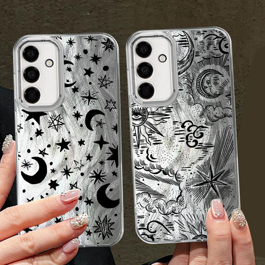 Phone Case for Samsung Galaxy A26 A55 A21s A23 A33 A34 A35 A36 A13 A14 A24 A51 A52 A15 A16 Soft Shell Line Moon Pattern