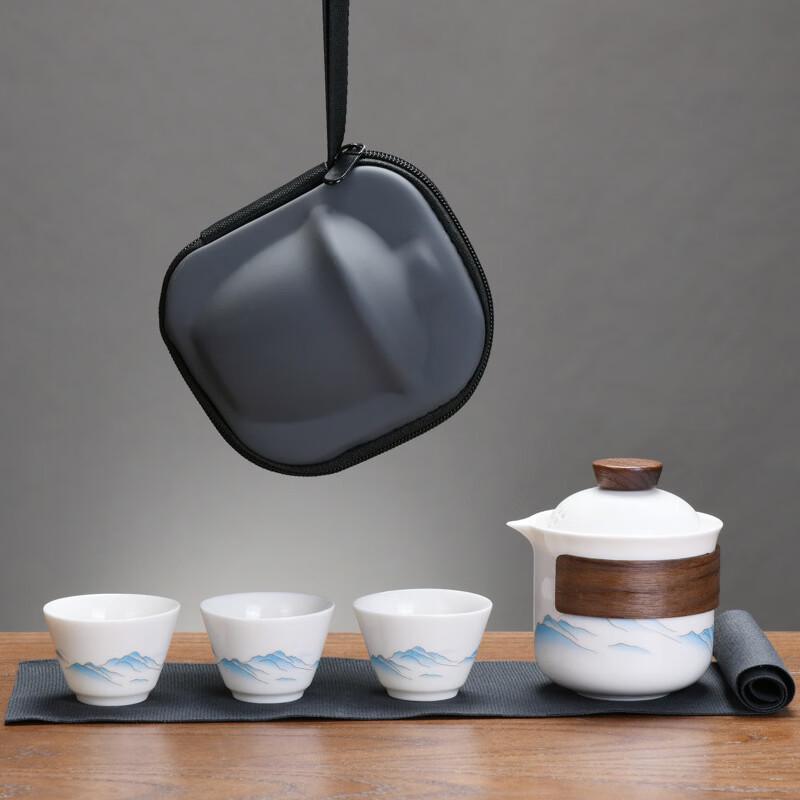 Ming Zhan Xuan White Porcelain Travel Tea Set