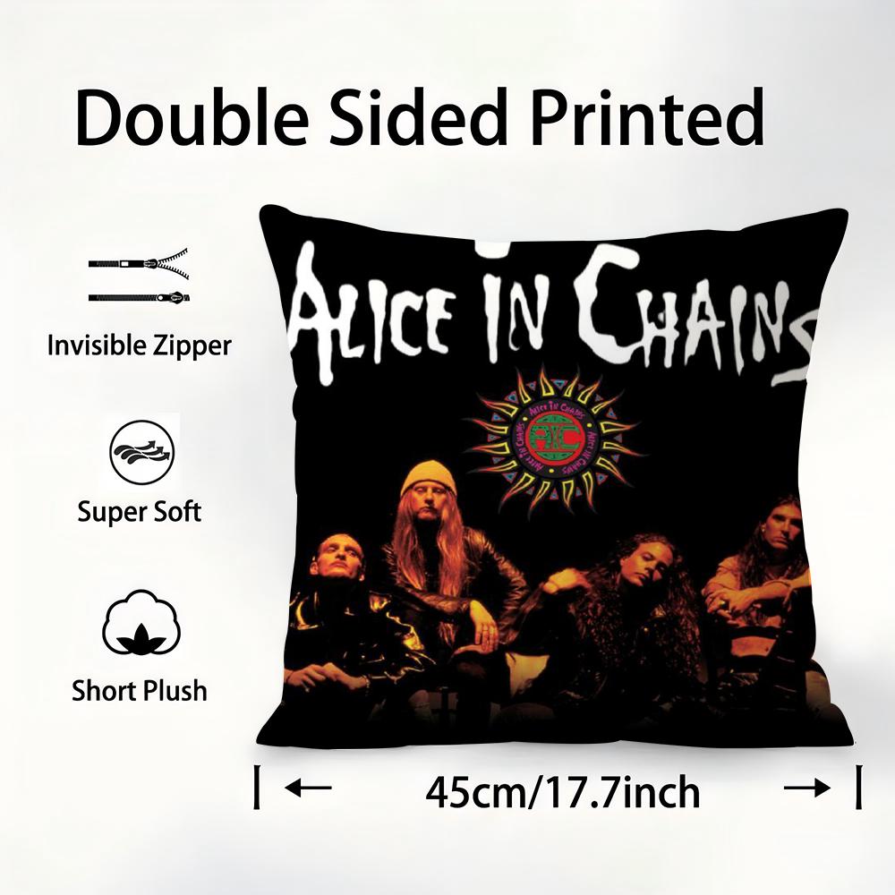 Musik A-Alice In C-Chains Kissenbezug Plüschstoff Weicher Kissenbezug Beidseitiger Druck Sofakissenbezug Zierkissenbezug