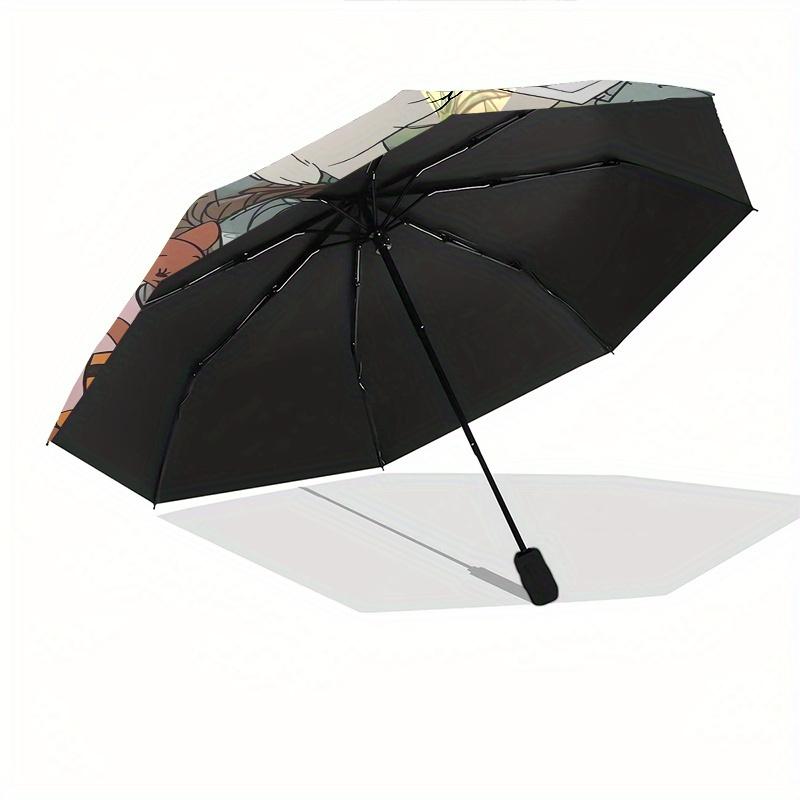 Winnie the Pooh,Forest Friends Themed Automatic Opening and Closing Folding Umbrella, Reinforced 8 Ribs, Compact Travel Design, Fashionable