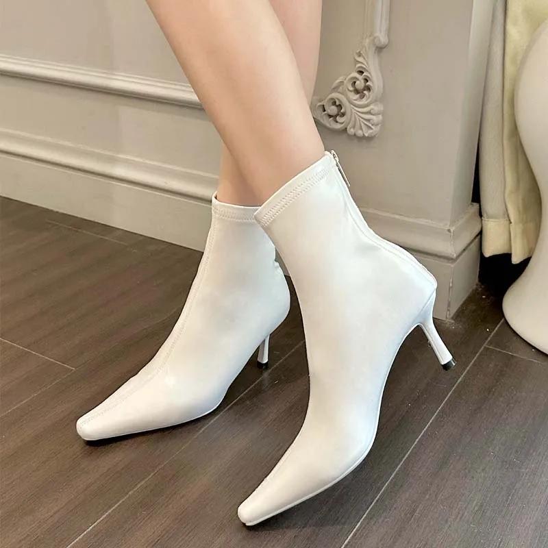 Fashion Eilyken High Quality Soft PU Leather Ankle Boots Women Street Style Pointed Toe Thin Low Heels Shoes Short Botines