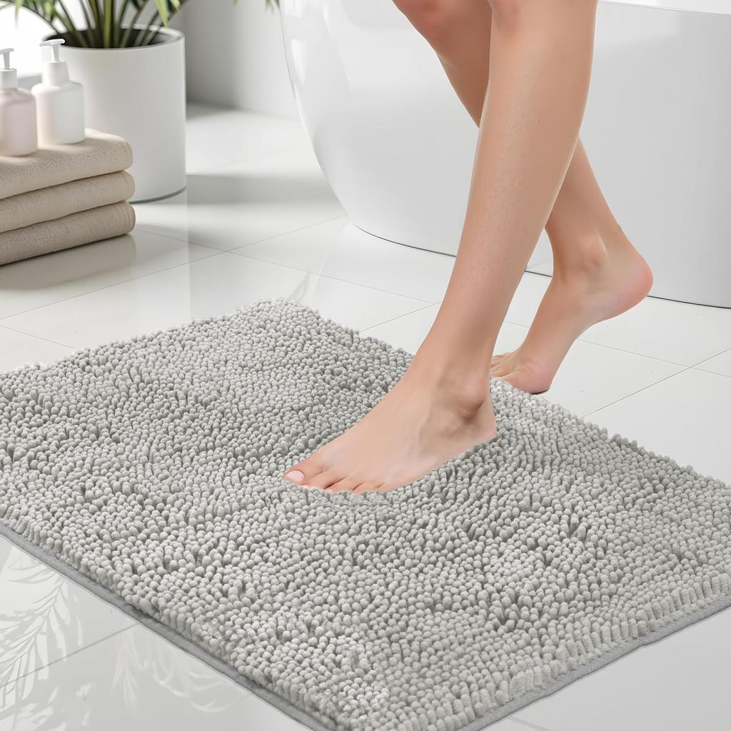 Chenille Bath Mat Soft and Absorbent Bath Rug Non-Slip and Quick Dry Shower Carpet for Home Bathroom-Machine Washable