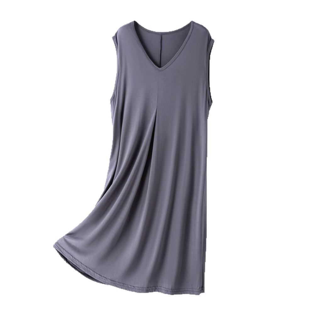 Women's Plus Size Sleeveless Long Solid Color Dress for Spring and Summer - Perfect for Home and Outer Wear