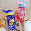 480ml Cute & Durable Cartoon Space Cup with Handeld Ring BPA-Free Portable Outdoor Water Bottle With Straws And Lids Spill Proof