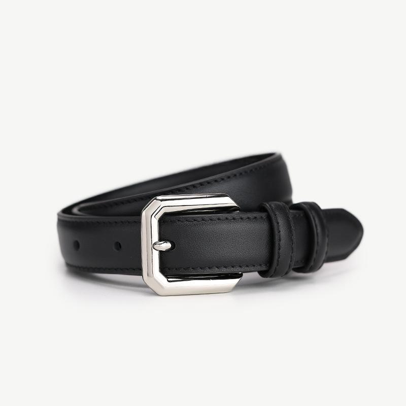 

Meier Genuine leather belt - silver buckle accent - versatile top grain leather belt for jeans, dress pants, and more чёрный