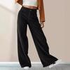High Waist Corduroy Wide Leg Pants Women Straight Trousers Solid Color Long Pants with Button Zipper Fly