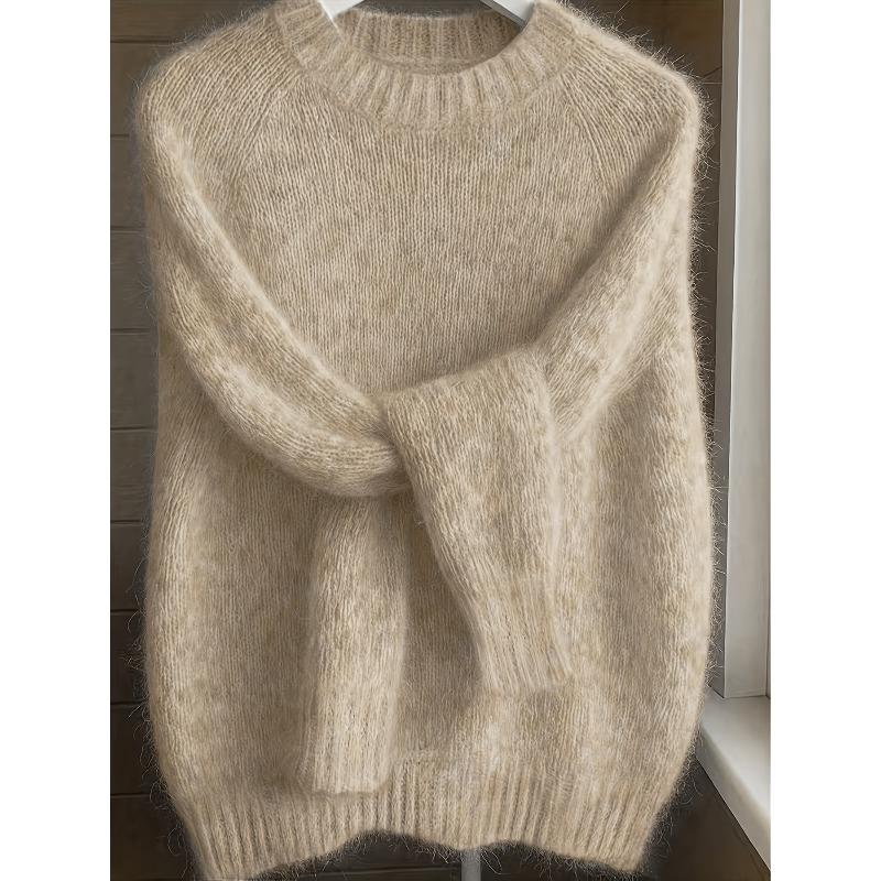 French-Style Round-Neck Sweater, Soft and Cozy, Elegant Design, Perfect for Spring and Autumn Commuting and Outings