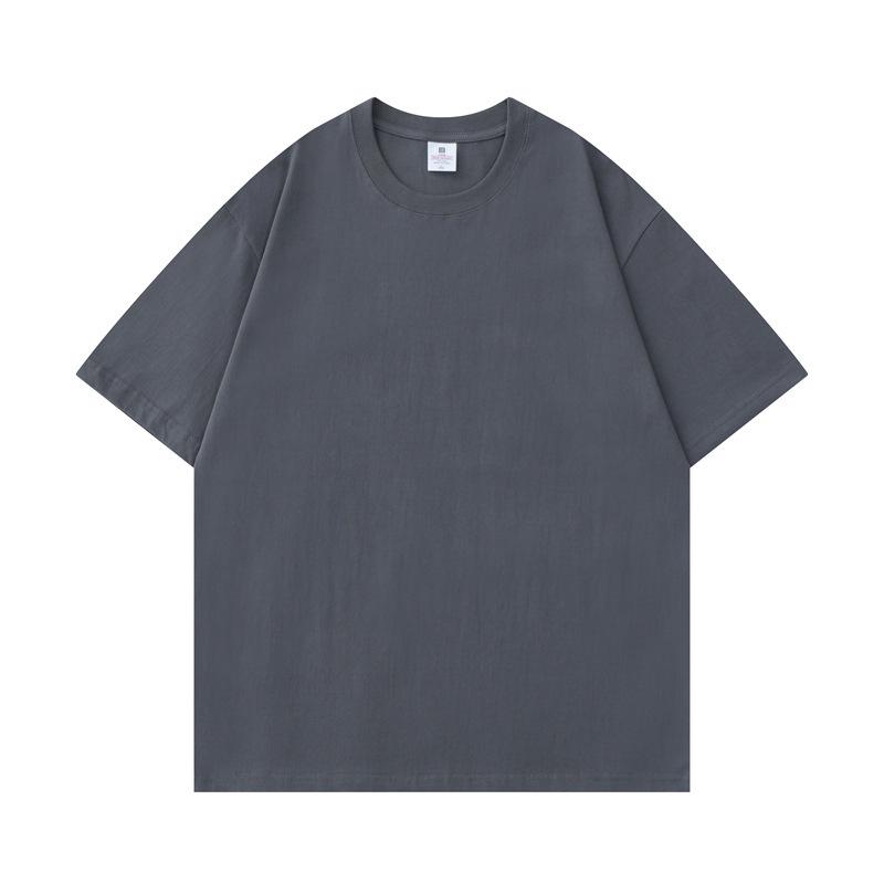400g Heavyweight Pure White Long-Staple Cotton Summer Short-Sleeve Loose Crew Neck Base Layer T-Shirt