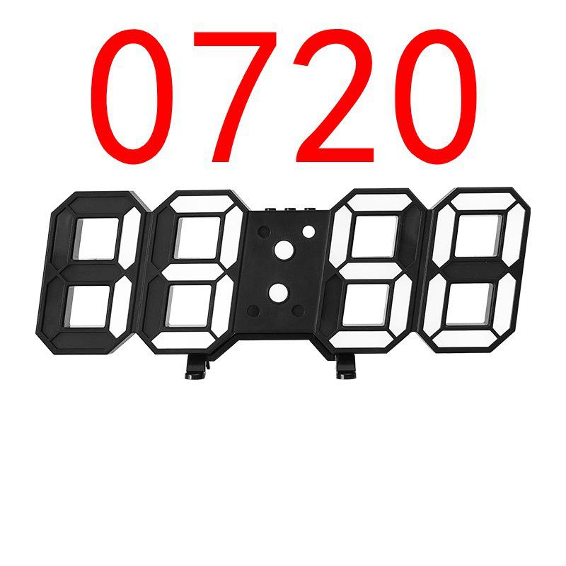 Large 3D LED Remote Control Wall Clock with Black Face, Can Hang or Stand, Korean Style