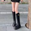 Women's Knee-High Rider Boots with Slanted Chunky Heel and Metal Buckle - Autumn/Winter 2025 Collection