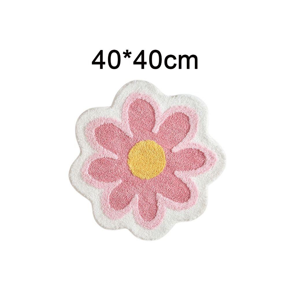 Round Floor Mat Anti-slip Rug Creative Flower Shaped Carpet  Bedside