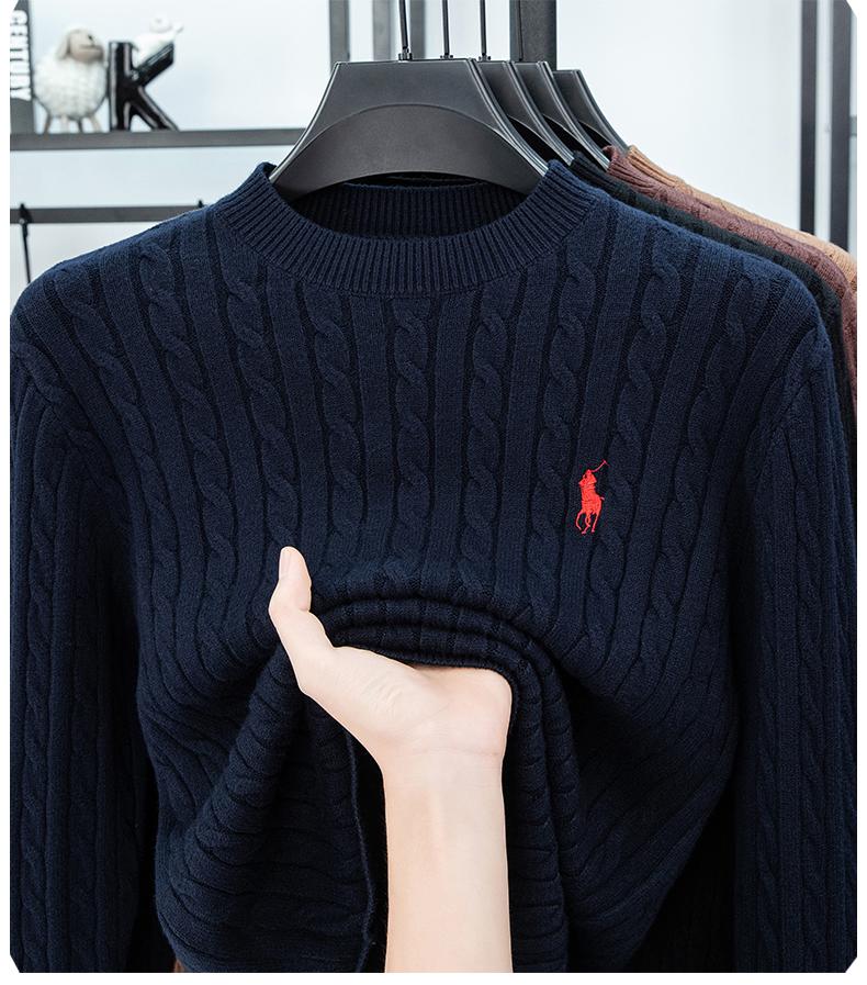 

Woodpecker Men s Thick Knit Sweater - Autumn/Winter, Round Neck, Casual Business Wear for Middle-aged Dads 115