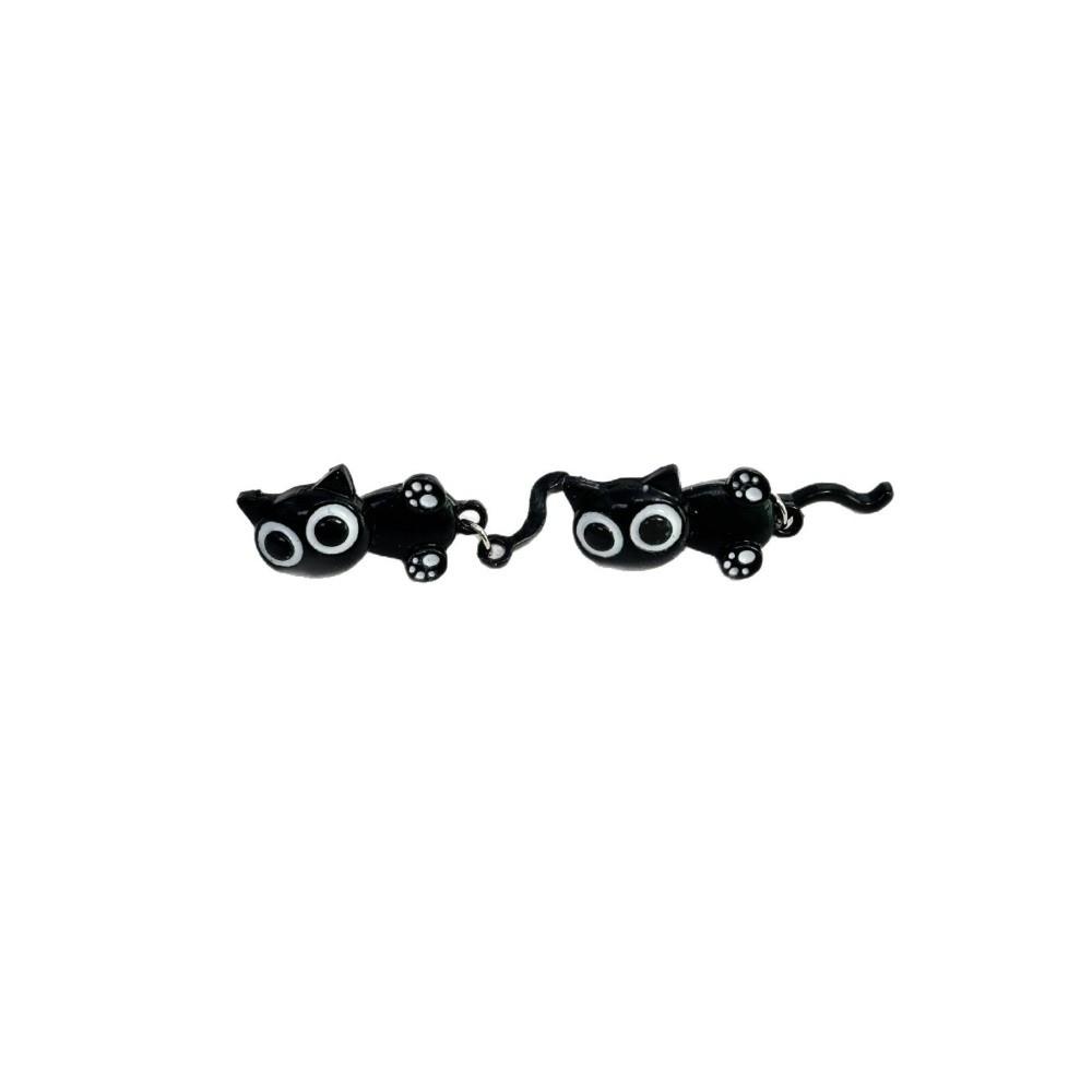 Sweet Black Cat Ear Studs Simple Cartoon Earrings Accessories Black Cat Earrings  Jewelry Gifts