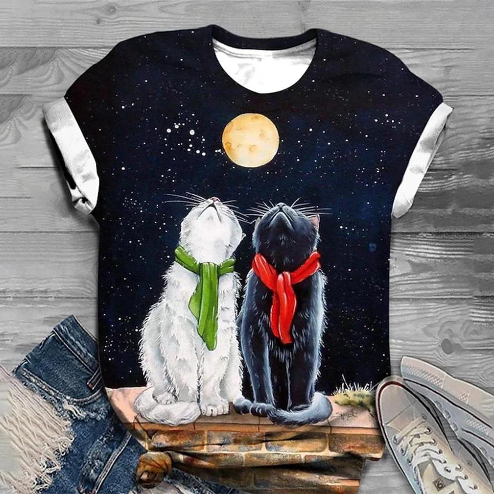 New ladies casual short-sleeved T-shirt 3d floral print summer blouse round neck short-sleeved blouse