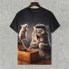Summer Round Neck 3D Cute Cat Print Top Fashionable Casual Short Sleeved Men's T-shirts