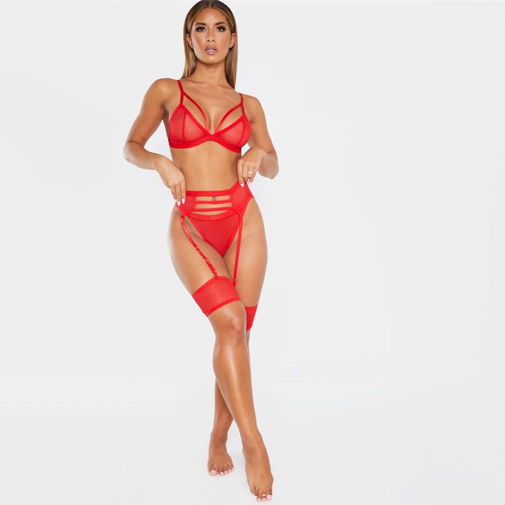 2021 Trendiges Mesh Durchsichtiges Sexy Dessous 5-teiliges Set für Damen
