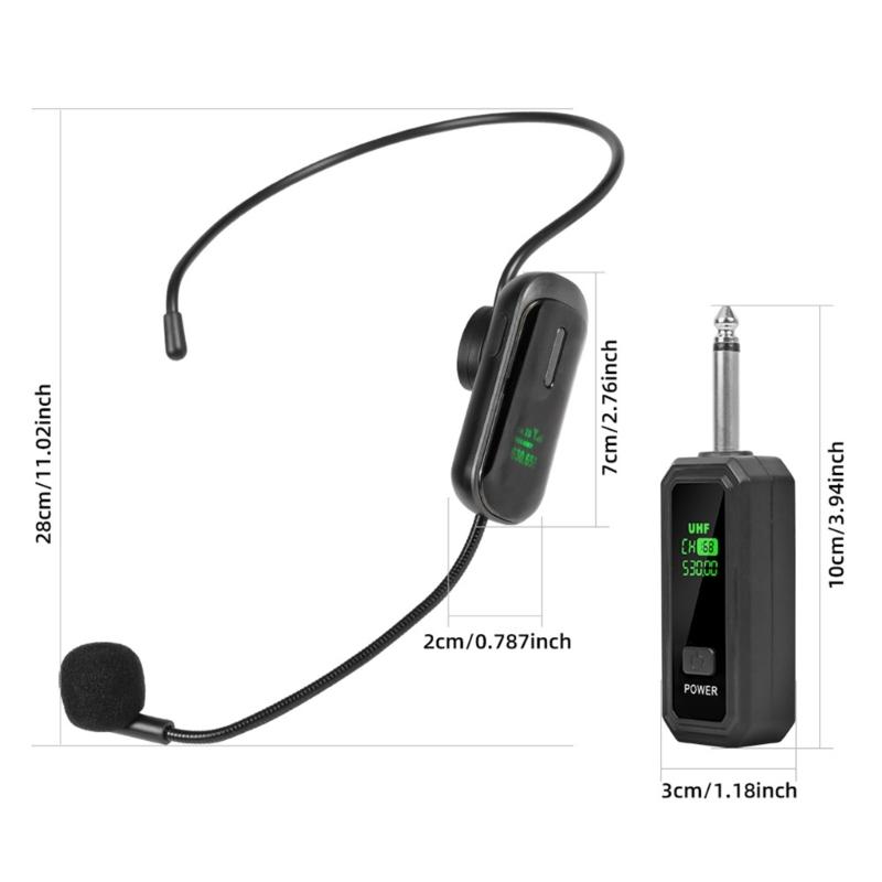 1Set Wireless Headsets Microphones Kit Supporting One Transmitters to Two Receivers for Duet Group Performances