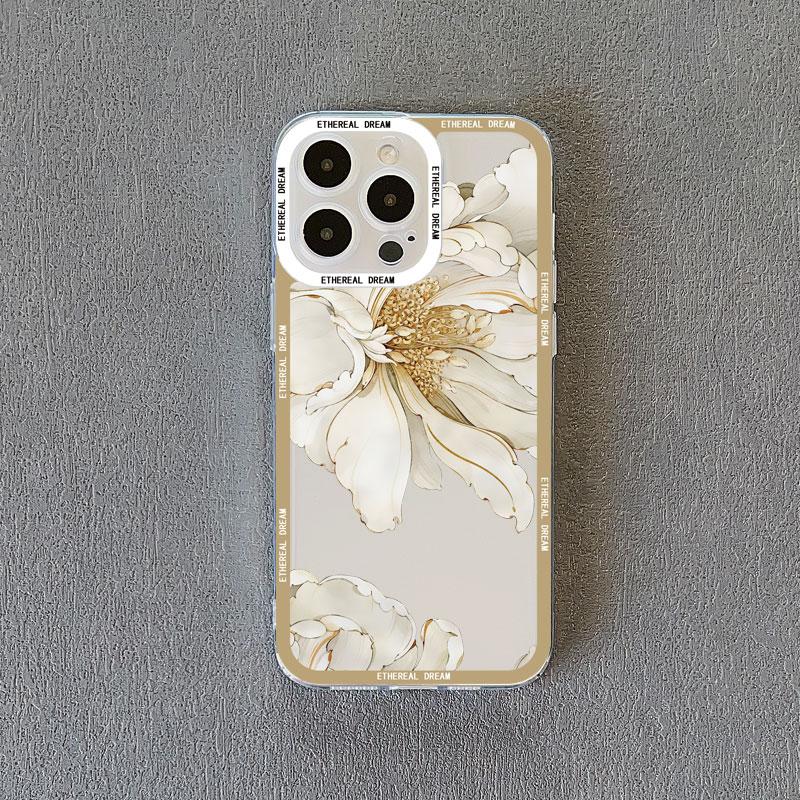 Vintage Flower Clear Phone Case For iPhone 12 11 13 Pro Max 15 14 Pro Max 7 8 14 15 Plus SE2 X XR XS Butterfly Plant Back Covers