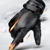 Solid Color Thickened Warmer Glove PU Fashion Waterproof Mittens Minimalism Outdoor Riding Gloves