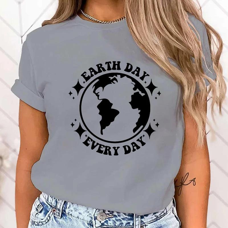 (Premium T-shirt)New Protect The Ocean Earth Day Every Day Print Tshirt Female Casual Short Sleeve T-Shirt Women Fashion tops