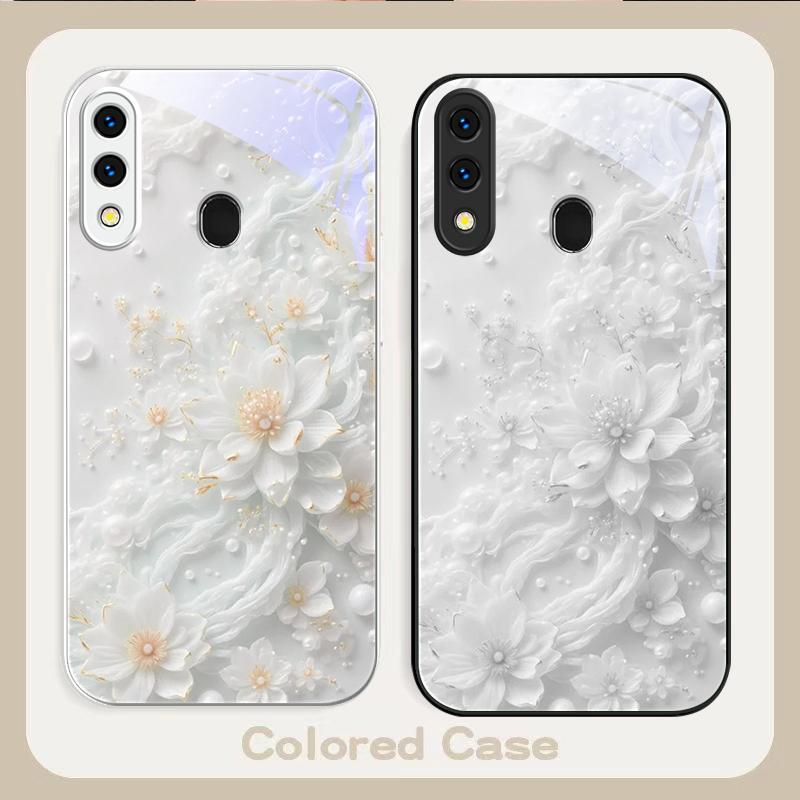 Schöne weiße Blumen Für Samsung A20 30 22 23 24 25 26 A31 32 33 34 A35 42 50 51 52 53 54 55 56 70 71 72 73 Glas Handyhülle