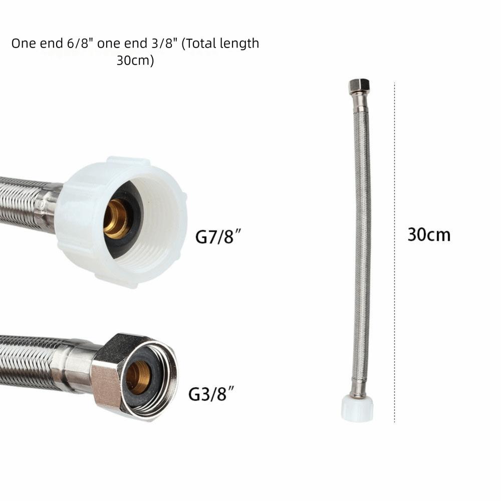 30/40cm Corrugated Water Hose Explosion-proof Large Flow Hot and Cold Water Faucet Inlet Hose Stainless Steel