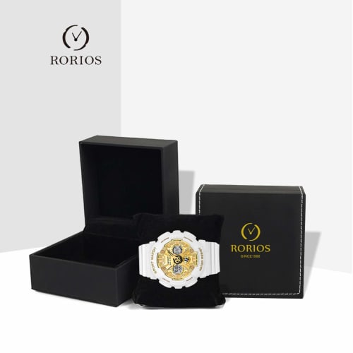 RORIOS Watch Women's Digital Watch with Luminous Display, 50M Water Resistance, Calendar, Resin Strap, Multi-Function Quartz Movement, Popular Fashion