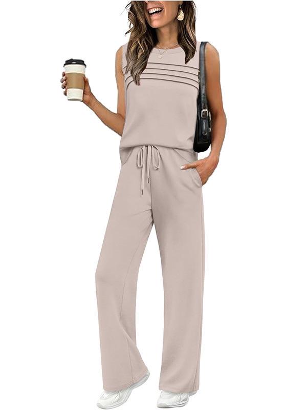 Spring/Summer 2026 Women's Two-Piece Casual Pleated Vest Set
