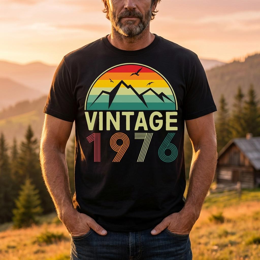 50th Birthday shirt Born In 1976 50 Years Old Gifts Vintage Sunset T-Shirt Fifty S