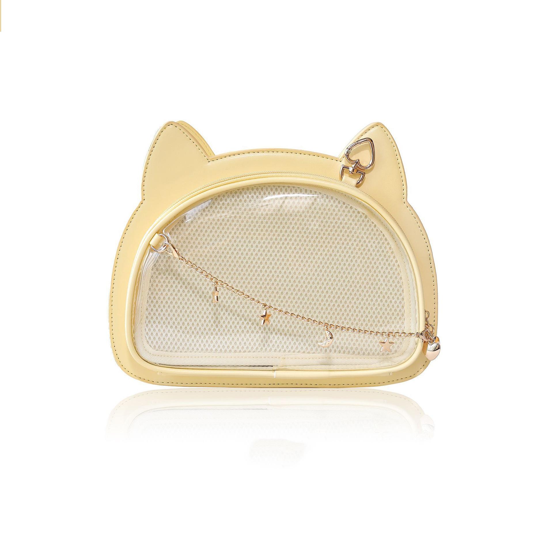 

Japanese Kawaii Cat Ita Bag Crossbody New Luxury PU Leather Women Girls Fashion Shoulder Bags Clear Window Lolita Messenger Bag