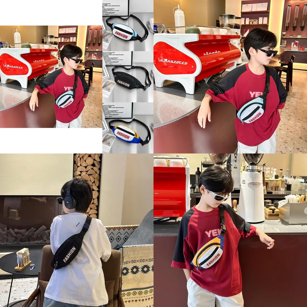 Trendy Korean Style Children's Crossbody Bag With Color Block Design For Kids