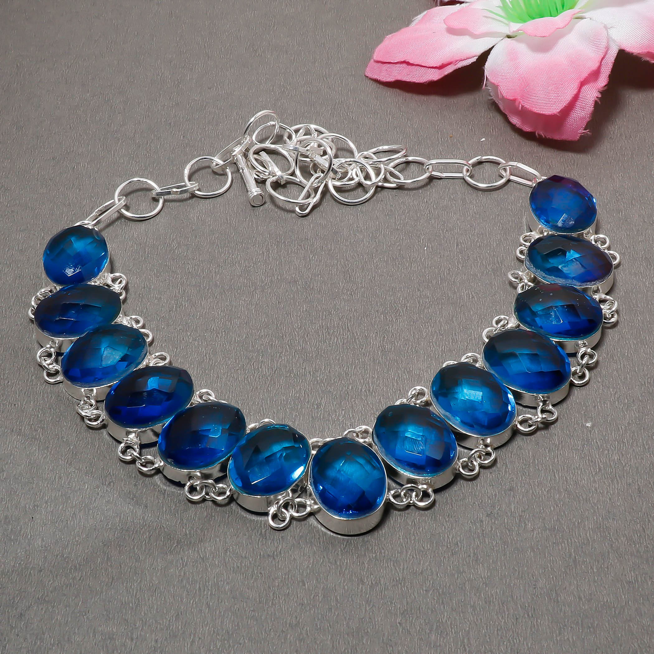 

London Blue Topaz Gemstone 925 Sterling Silver Jewelry Charm Necklace 18