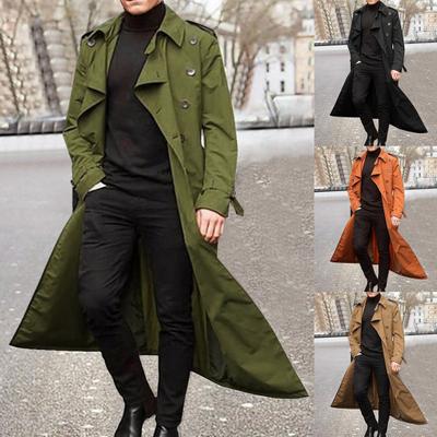 Coat Double-breasted Lapel Windbreaker Western Style Men Jacket for Autumn