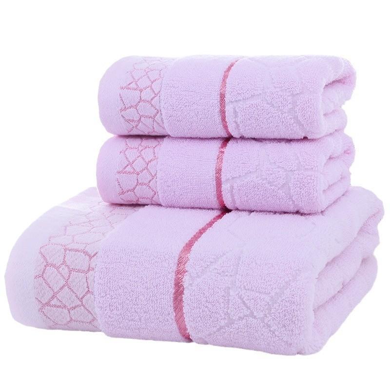 Cotton Water Cube Solid Color Towel Set With Logo Embossing For Spa And Gift Use