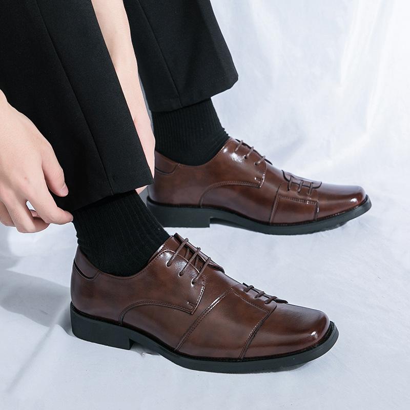 48 Square Head Leather Shoes Men's Business Dress Casual Fashion Trend Shoes Wedding Party Wedding Shoes