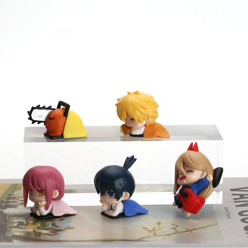 Anime Chainsaw Man Power Figure Aki Denji Sleeping Statue Makima Pochita Action Figurine Ornament Decoration Desk Accessories