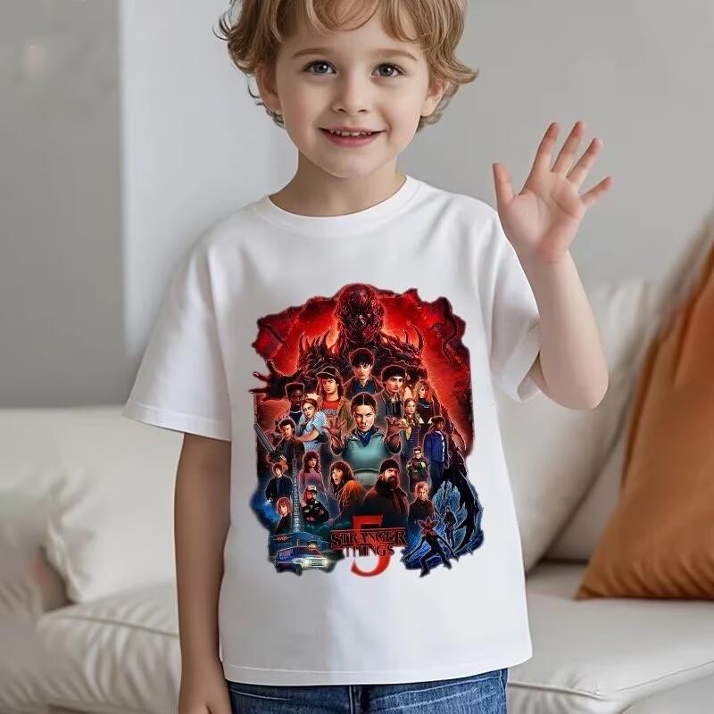 Kids 100% Cotton Luxury T-Shirt Stranger Things Demogorgon Live Graphic Short Sleeve Elegant Casual Summer Tee Tops