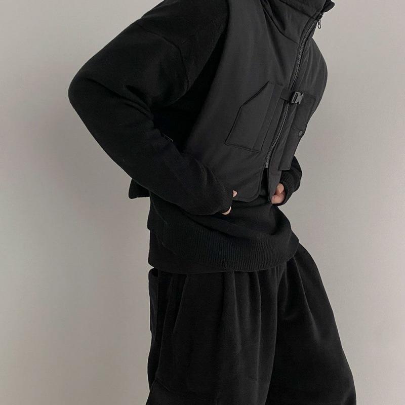 Designed Stand-up Collar Workwear Vest Men's Winter New Korean Style Loose Casual Waistcoat