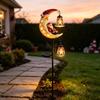 Year Round Outdoor Garden Decor Solar Christmas Stake Light, 31.5 Inch Santa Snowman LED Pathway Lights, Warm Lawn Ornaments Waterproof Metal