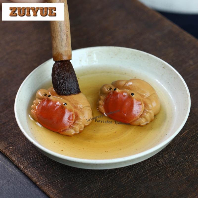 Yixing Purple Clay Fortunate Crab Tea Pet Aesthetic Tea Games Tea Figurine Play Toys Tea Statue Ornaments Craftsmanship Craft