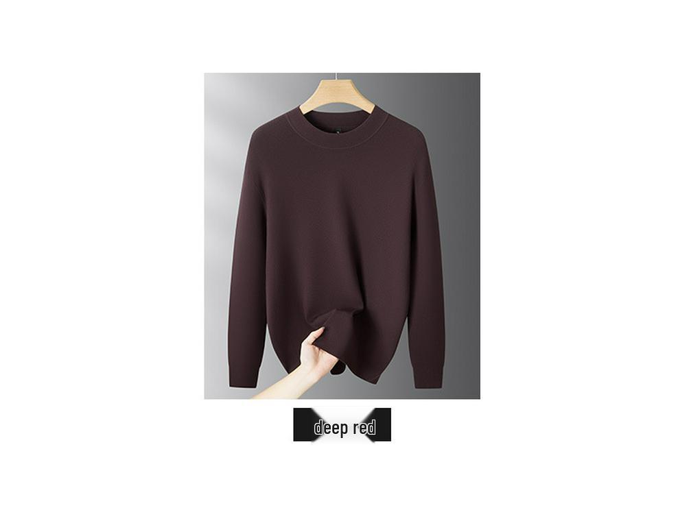 Men's Plus Size Silk Velvet Knitwear: Autumn/Winter 2025 Casual Round Neck Wool Sweater.