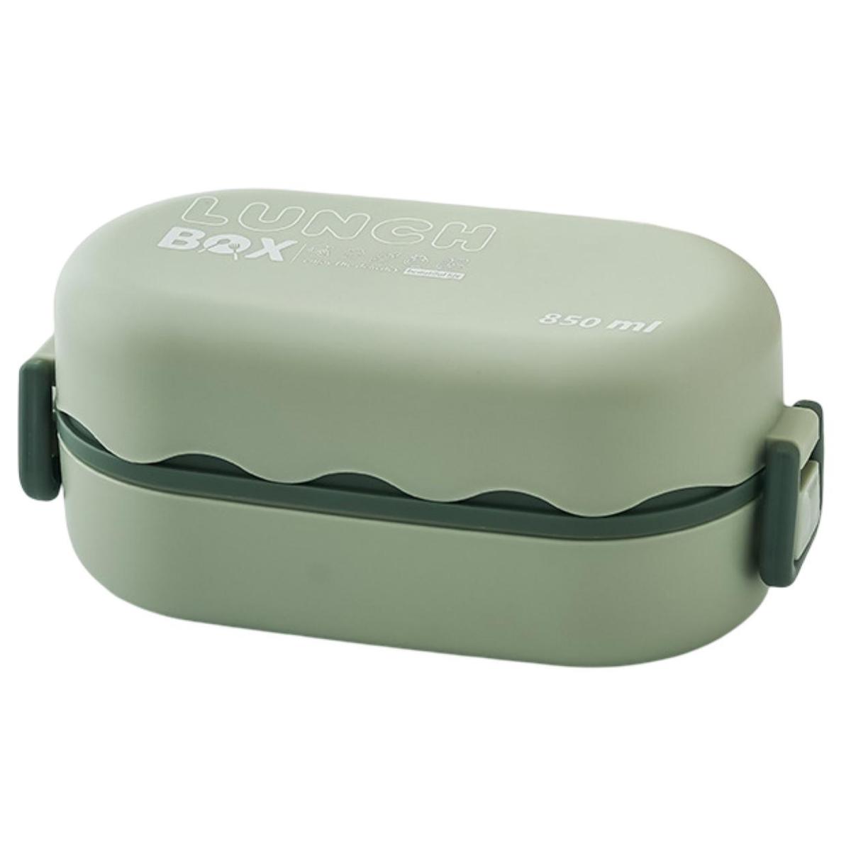

Бенто-бокс водонепроницаемый, с хорошим уплотнением, двухслойный, большой емкости, многофункциональный школьный детский контейнер для обеда, еды зелёный